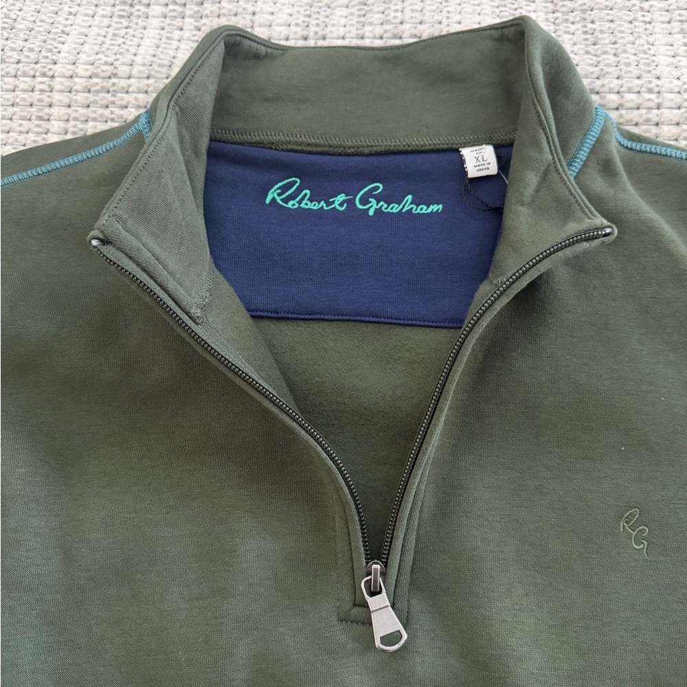 NWT Robert Graham Forest Green 1/4 Zip Pullover